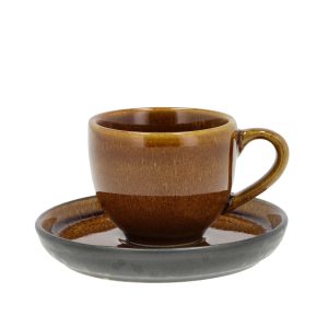 Puodeliai Espresso kavai su lėkštute BITZ Amber/Black 0.07 l