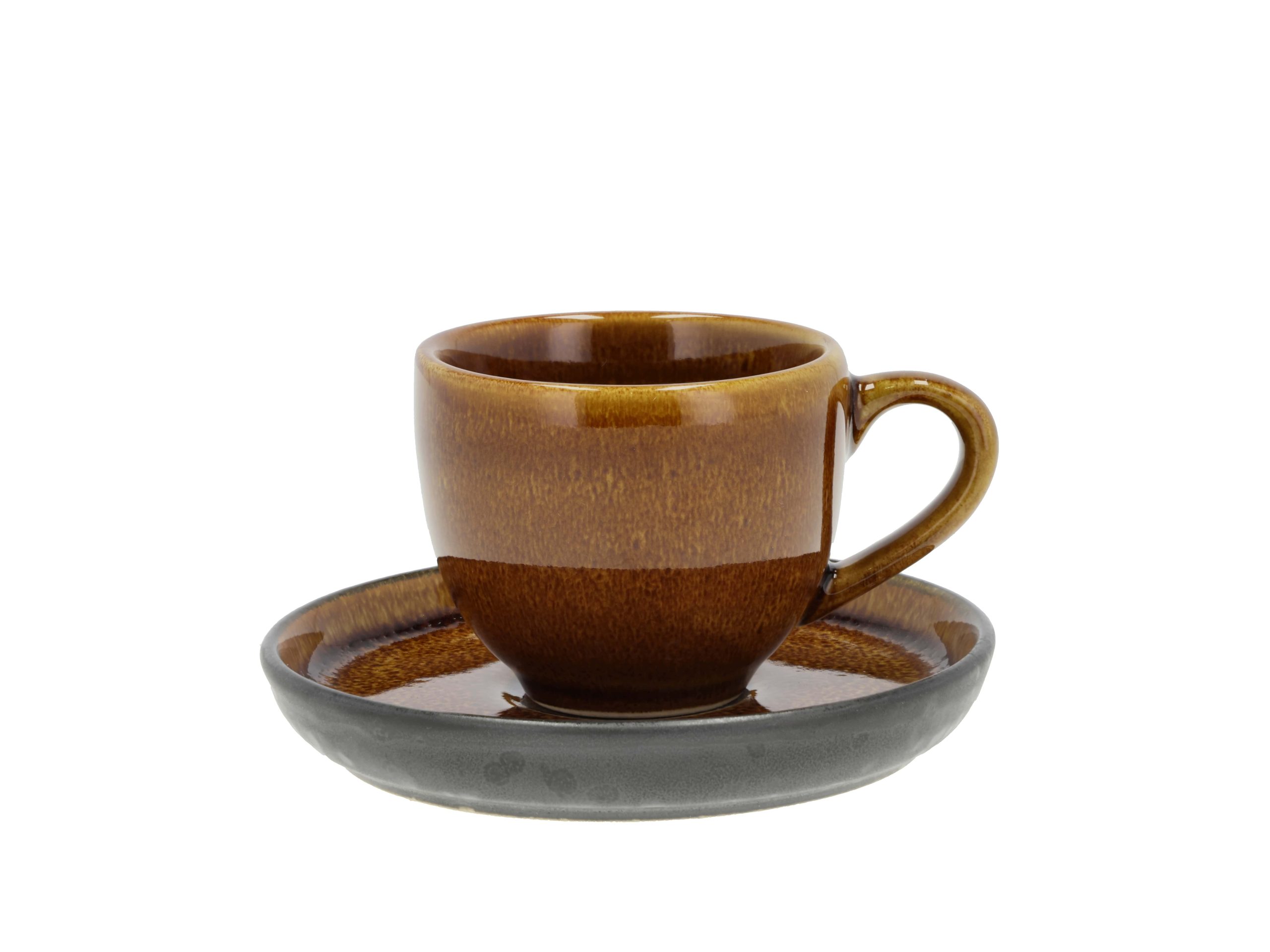 Puodeliai Espresso kavai su lėkštute BITZ Amber/Black 0.07 l