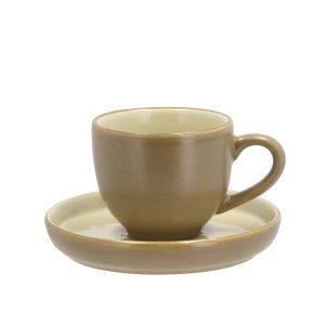 Puodeliai Espresso kavai su lėkštute BITZ Wood/Sand 0.07 l