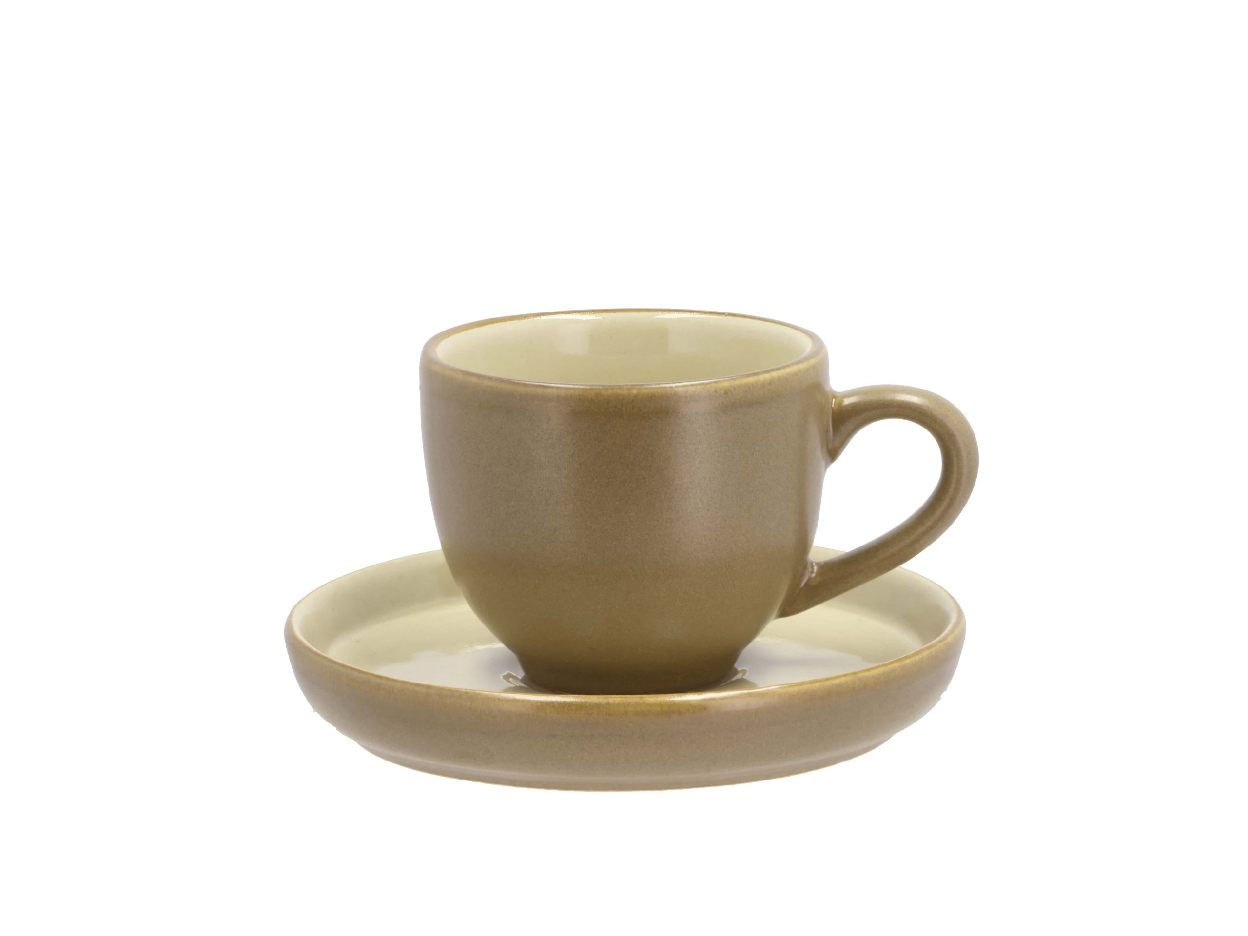 Puodeliai Espresso kavai su lėkštute BITZ Wood/Sand 0.07 l
