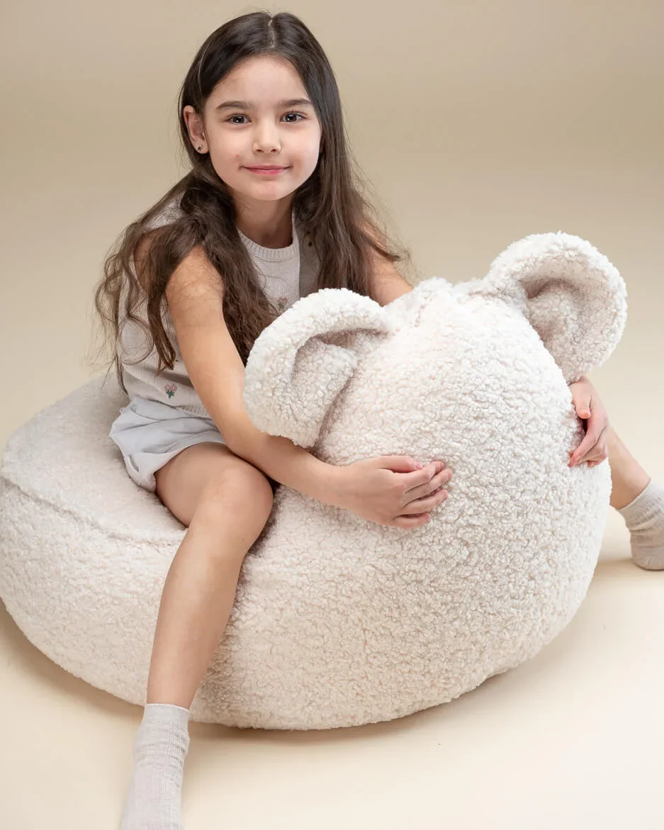 WIGIWAMA meškiuko formos sėdmaišis Cream White Bear