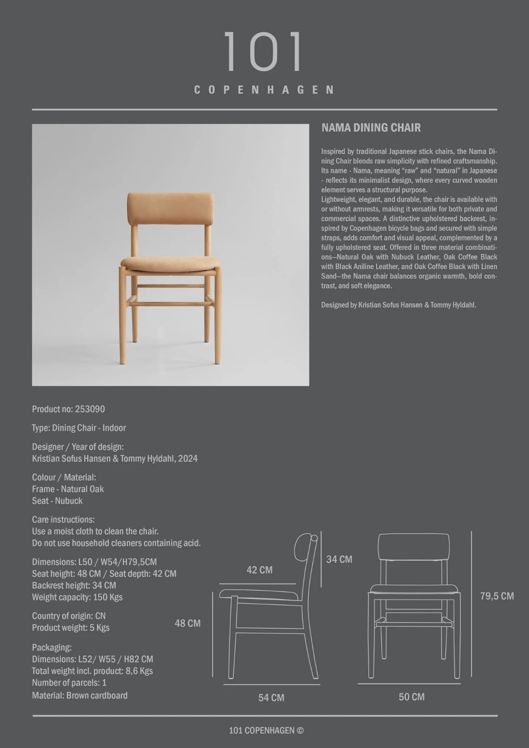 Valgomojo kėdė Nama Natural Oak - Nubuck