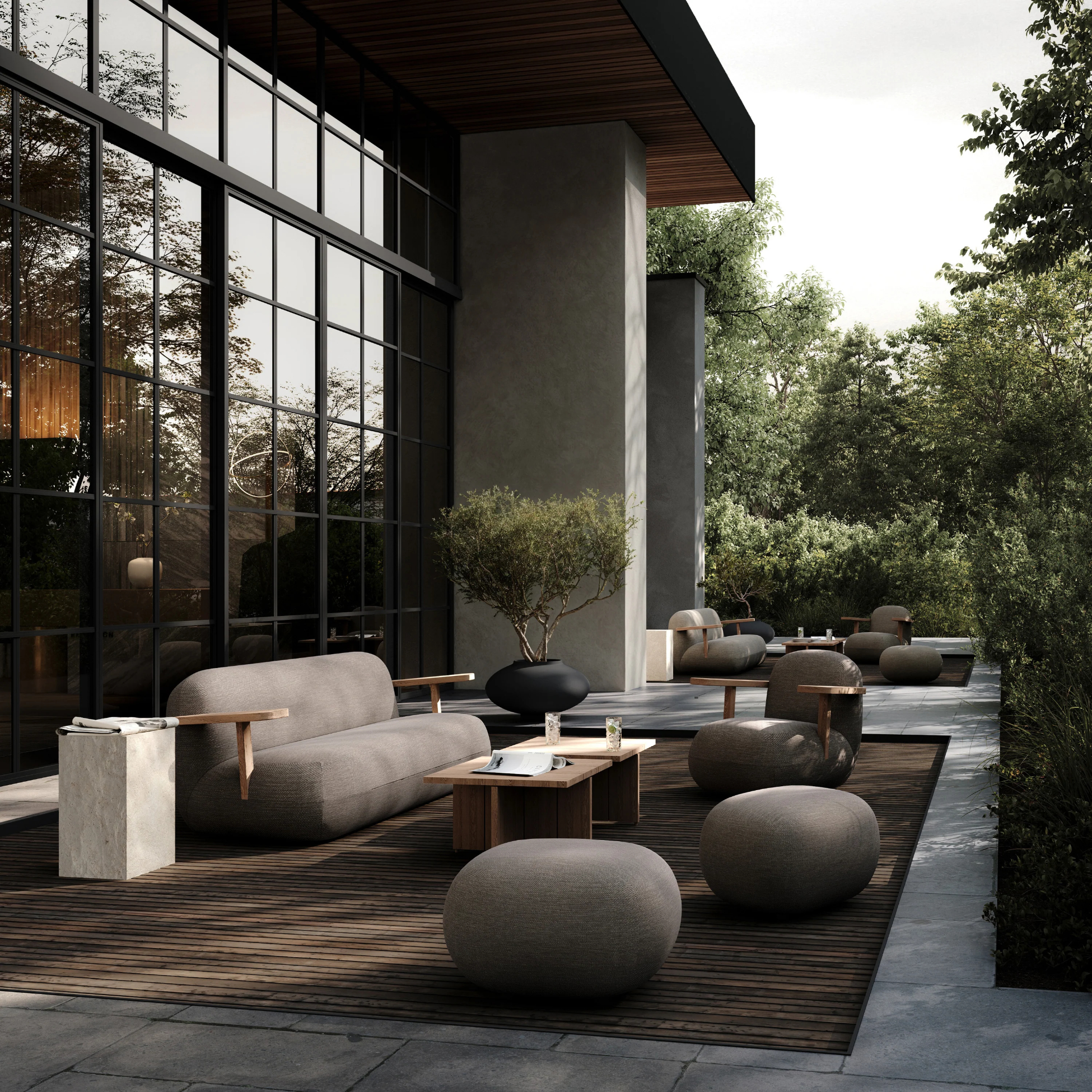 Sofa Toe Teak Stone Gray